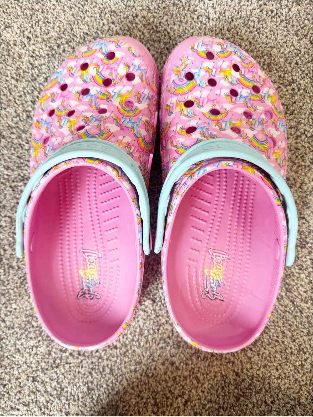 Crocs x Lisa Frank Pink Classic Unicorn Rainbow Clogs Womens' Size 8 - Picture 3 of 9